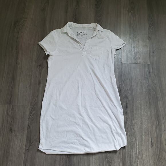 Frank and Eileen Lauren Dress Polo Shirt Dress Large White Cotton Minimalist